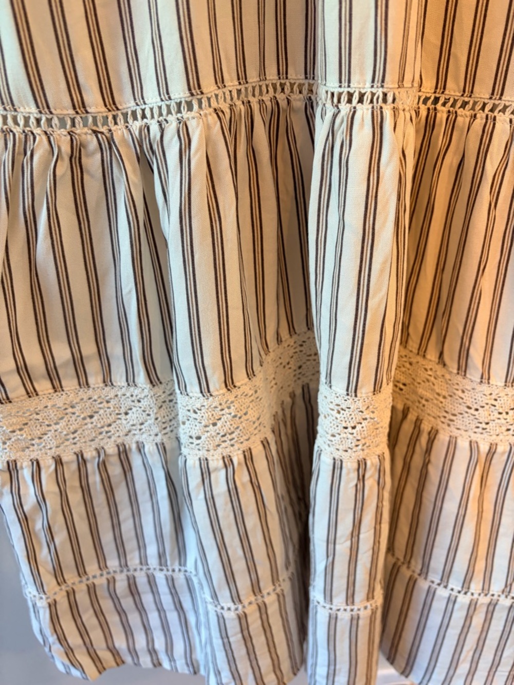 ✨ NWT Boho Luxe Striped Lace Inset Midi Skirt 42” L XL ✨ - Picture 7 of 8